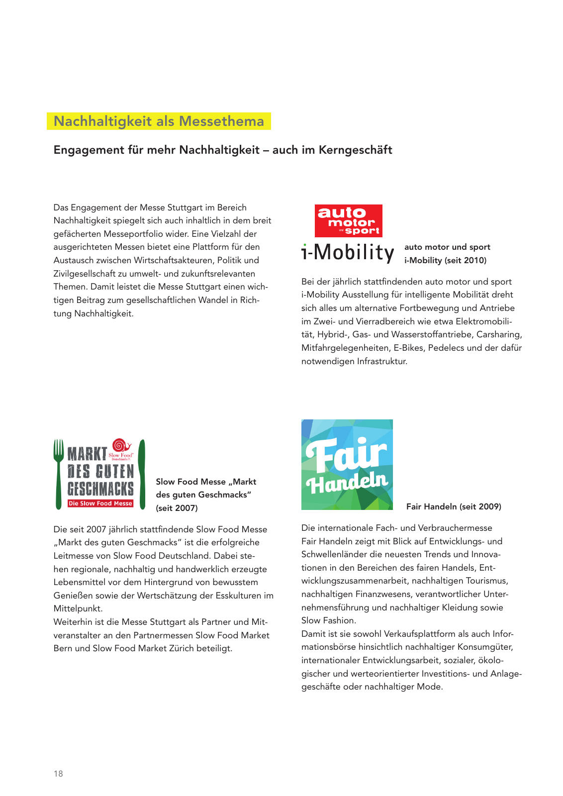 Vorschau Messe Stuttgart Nachhaltigkeitsbericht Seite 18