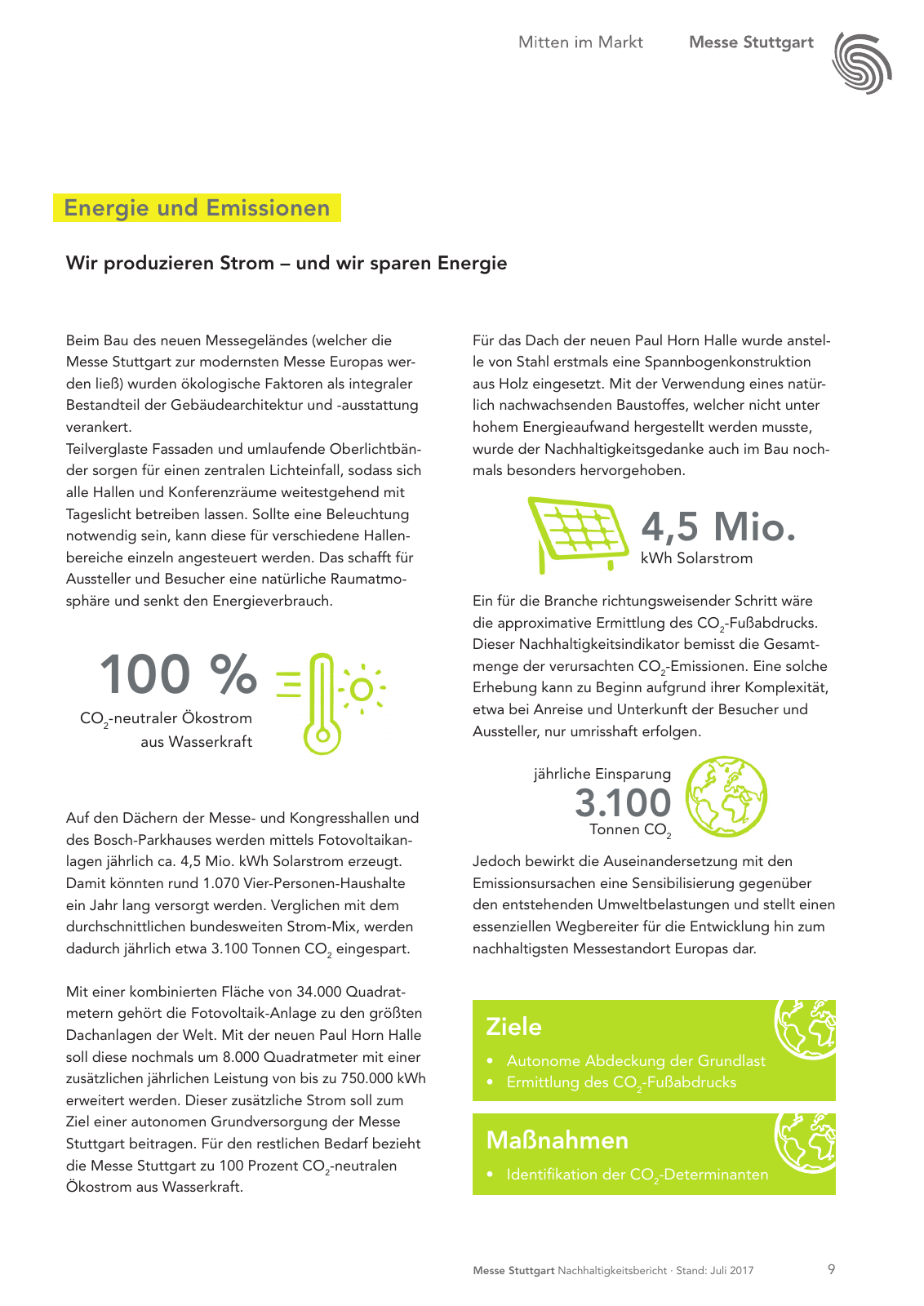 Vorschau Messe Stuttgart Nachhaltigkeitsbericht Seite 9