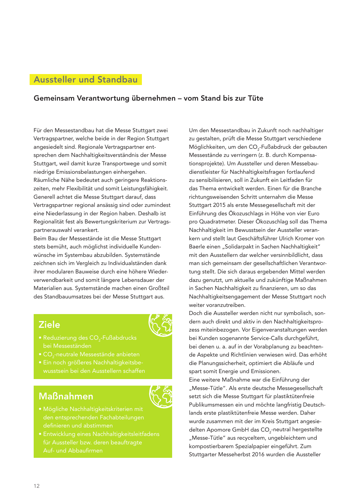 Vorschau Messe Stuttgart Nachhaltigkeitsbericht Seite 12