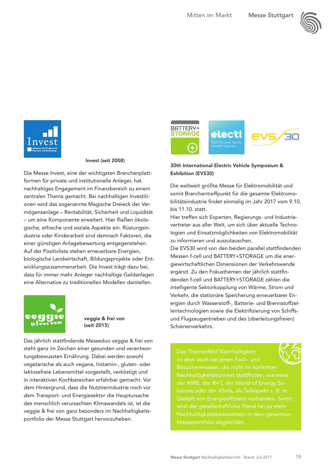 Vorschau Messe Stuttgart Nachhaltigkeitsbericht Seite 19