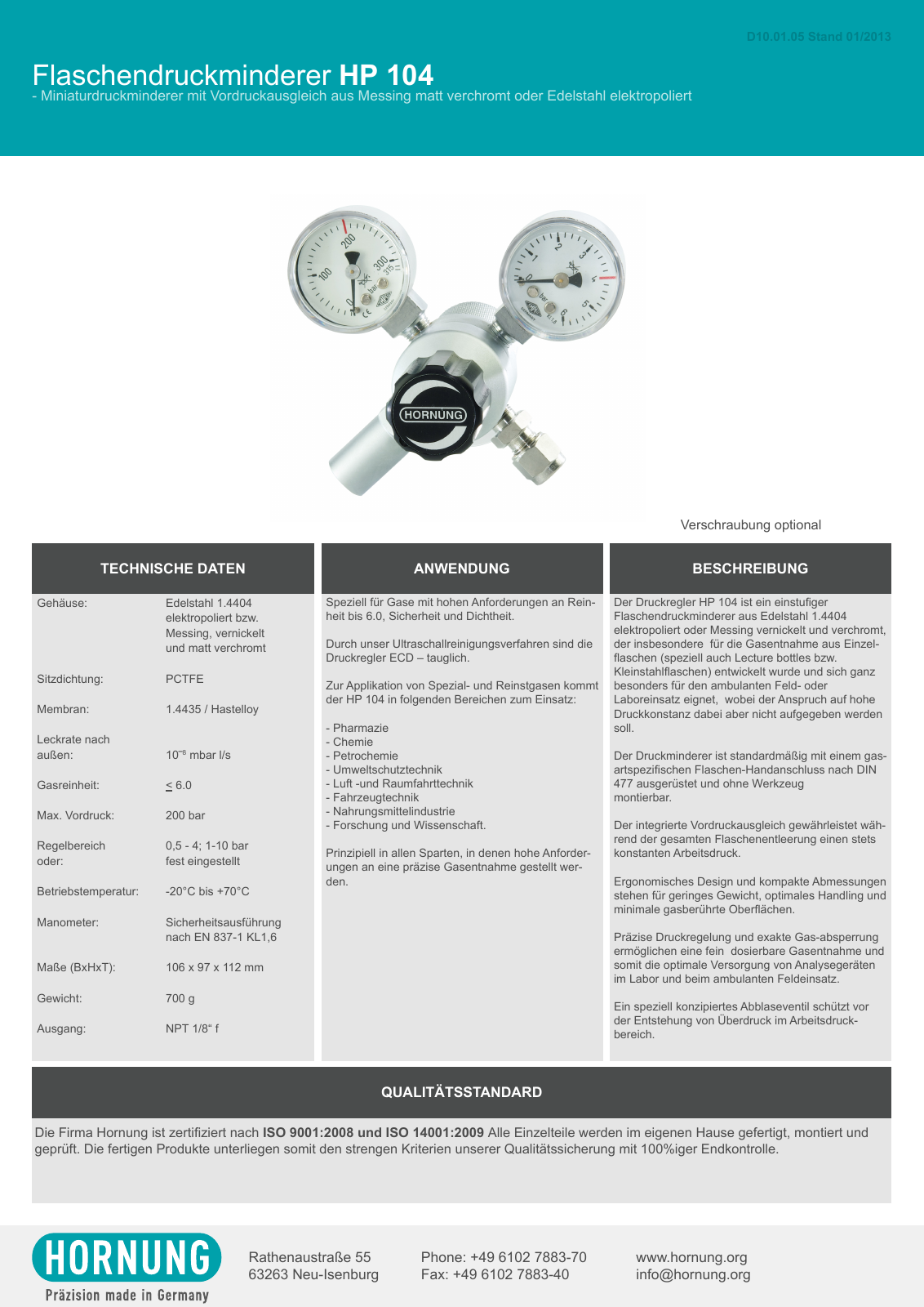 Vorschau Katalog Armaturen für Reinstgase - Hornung GmbH Seite 12