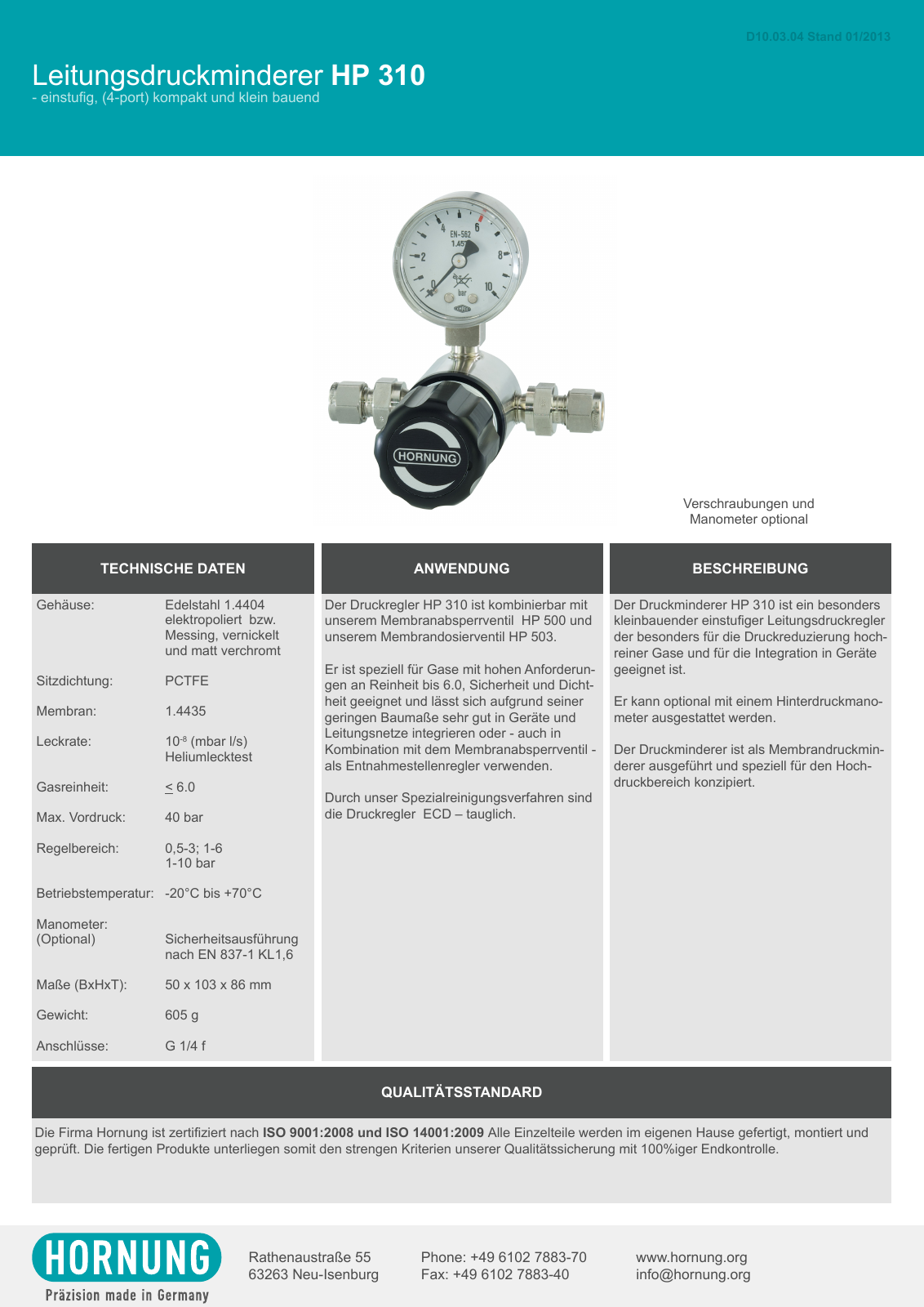 Vorschau Katalog Armaturen für Reinstgase - Hornung GmbH Seite 86
