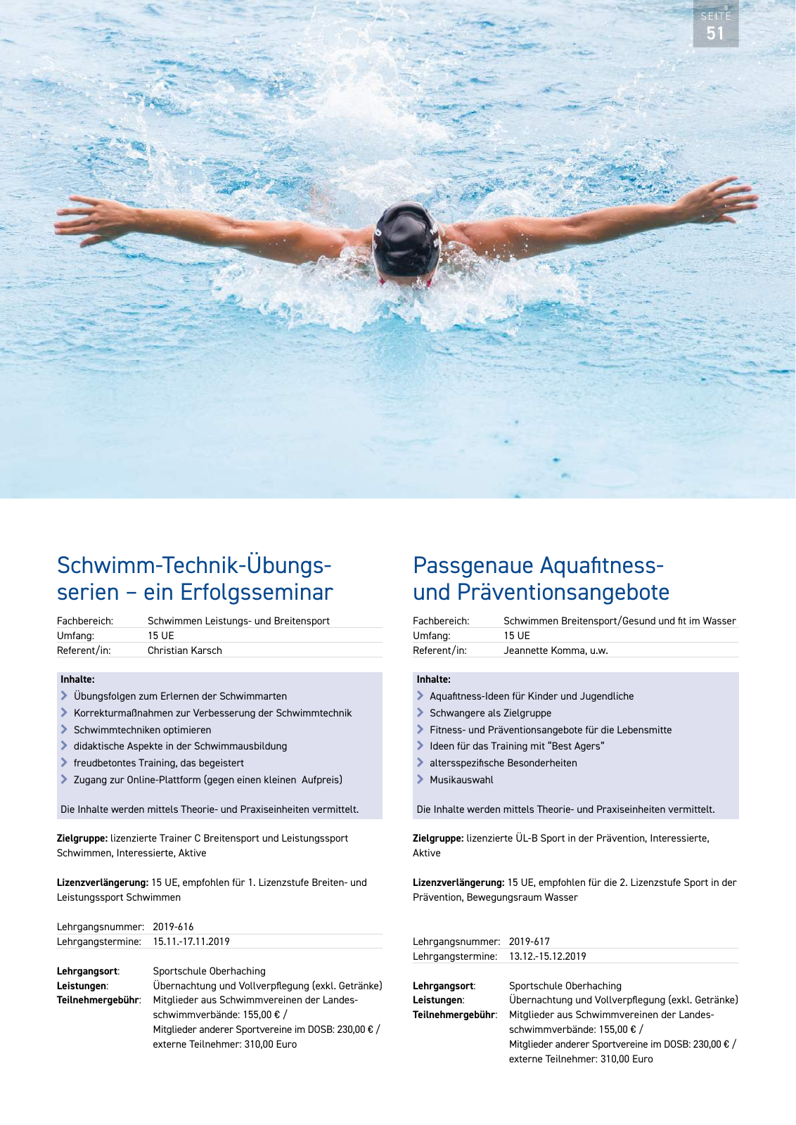 Vorschau Lehrgänge 2019 // Akademie des Schwimmsports Seite 51