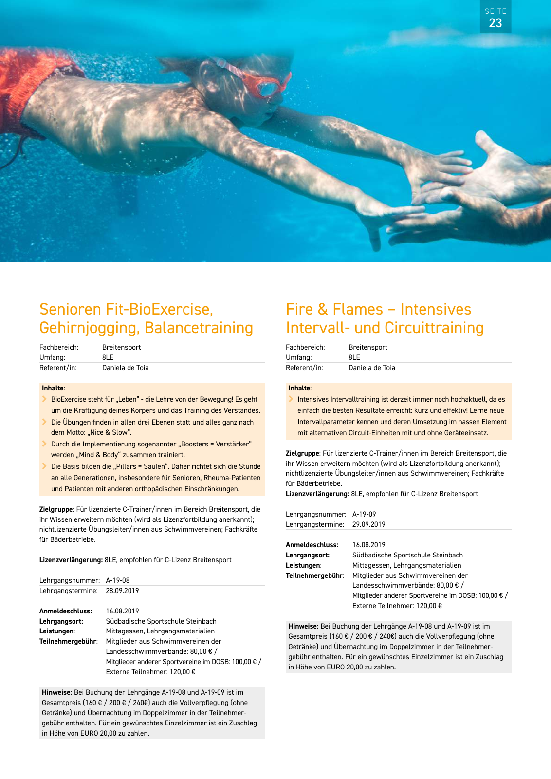 Vorschau Lehrgänge 2019 // Akademie des Schwimmsports Seite 23