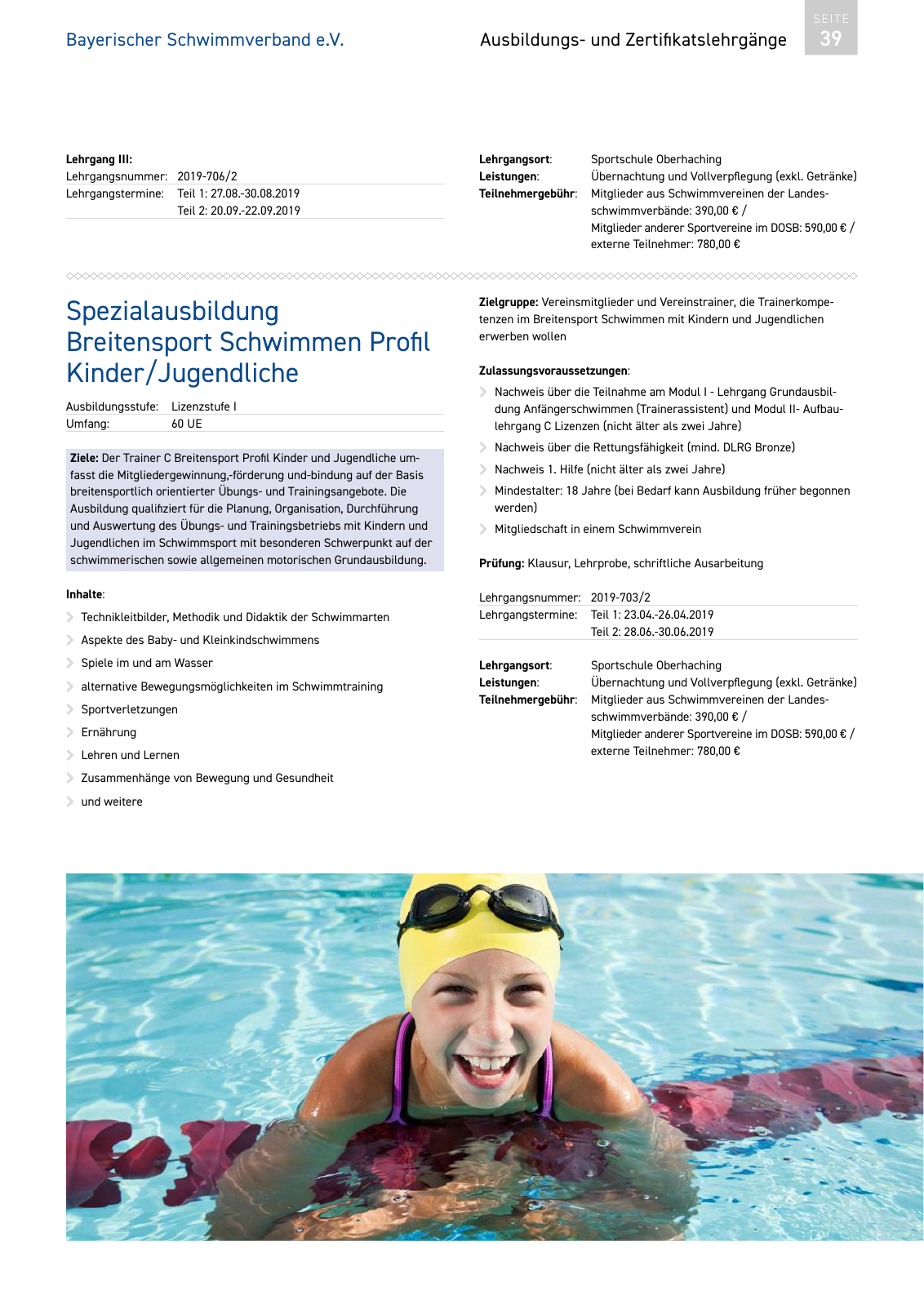 Vorschau Lehrgänge 2019 // Akademie des Schwimmsports Seite 39
