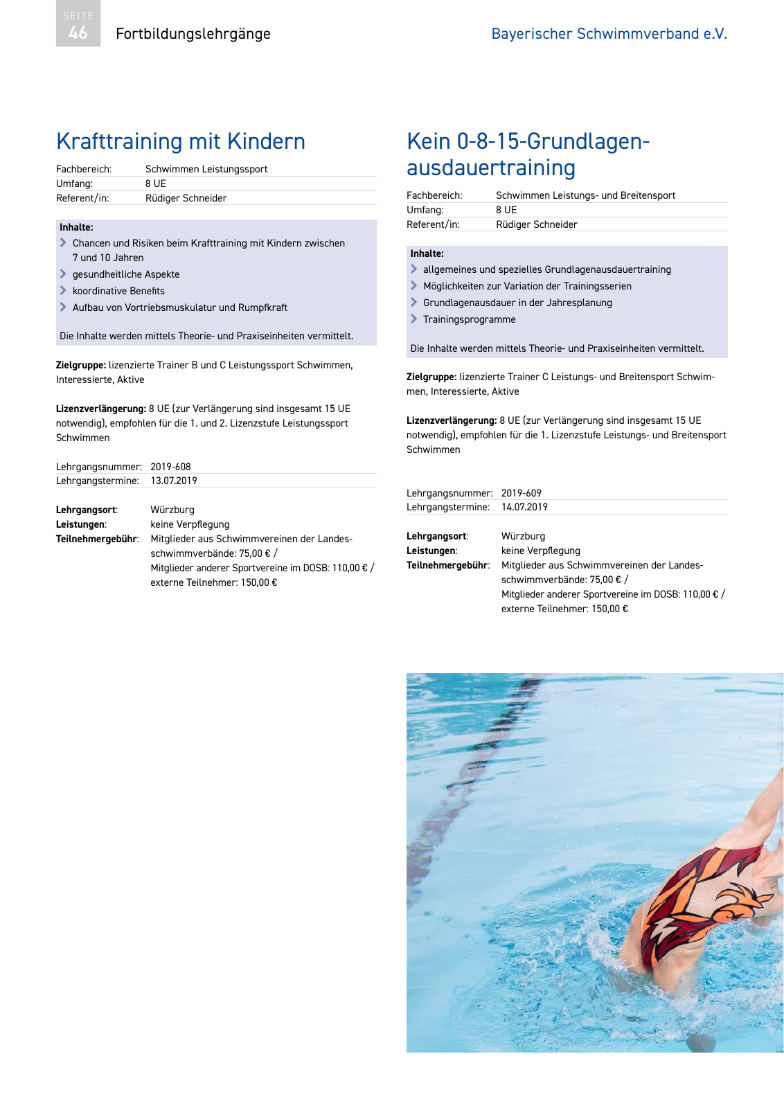 Vorschau Lehrgänge 2019 // Akademie des Schwimmsports Seite 46