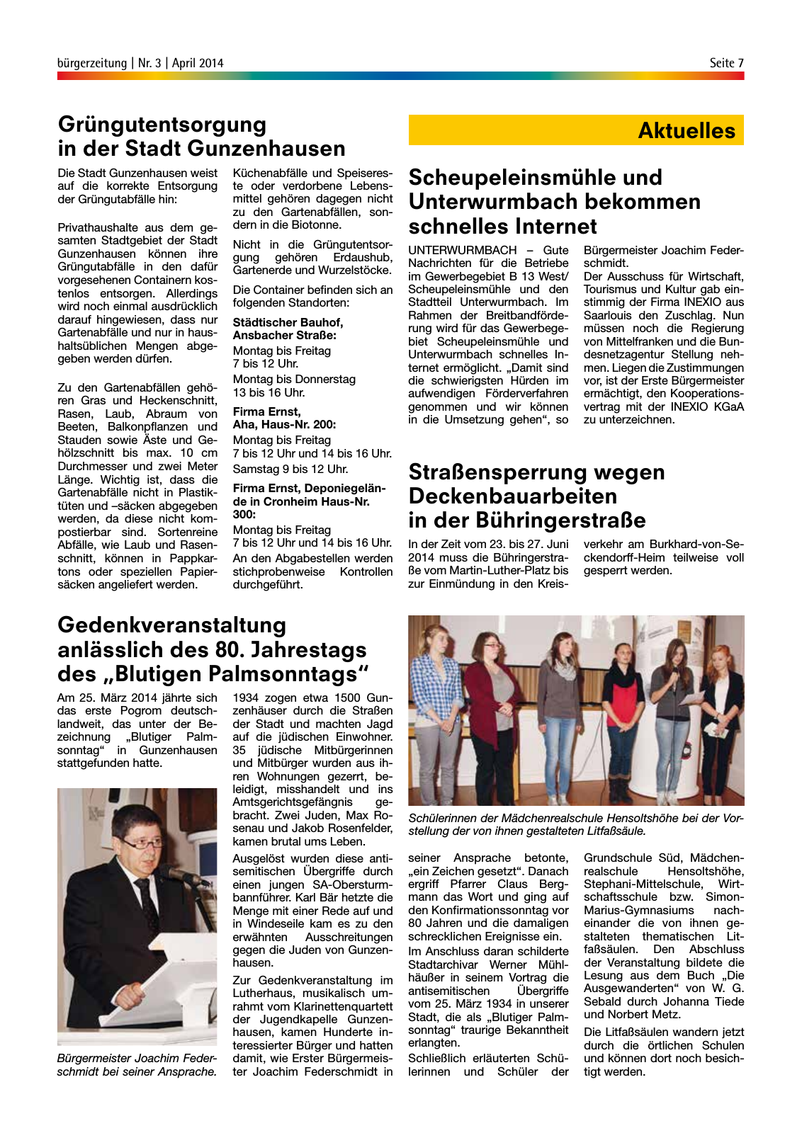 Vorschau StadtLandGUN Gunzenhäuser Bürgerzeitung Nr. 3 | April 2014 Seite 7