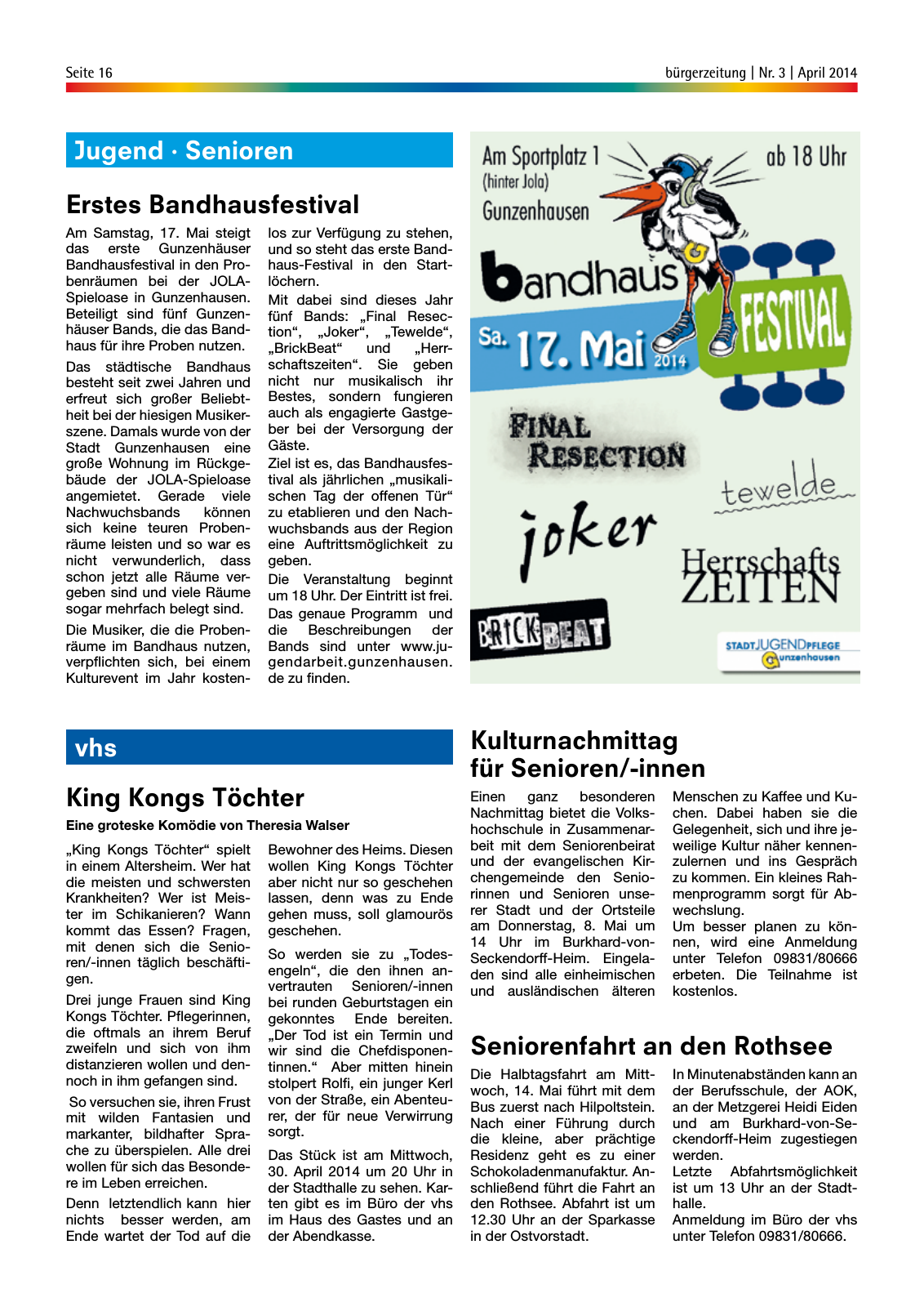Vorschau StadtLandGUN Gunzenhäuser Bürgerzeitung Nr. 3 | April 2014 Seite 16