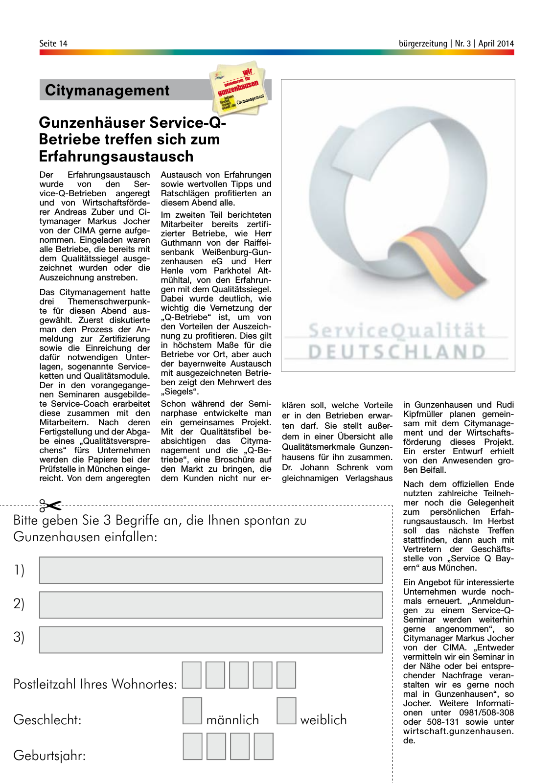 Vorschau StadtLandGUN Gunzenhäuser Bürgerzeitung Nr. 3 | April 2014 Seite 14