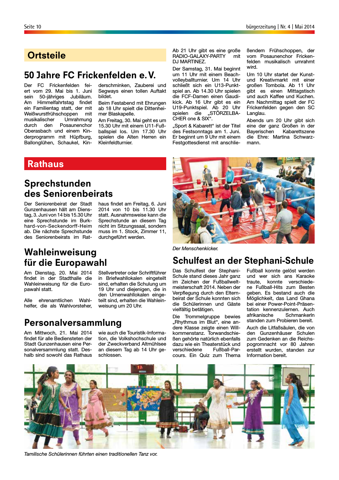 Vorschau StadtLandGUN Gunzenhäuser Bürgerzeitung Nr. 4 | Mai 2014 Seite 10