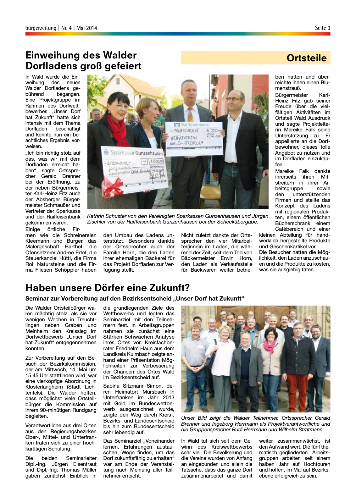 Vorschau StadtLandGUN Gunzenhäuser Bürgerzeitung Nr. 4 | Mai 2014 Seite 9