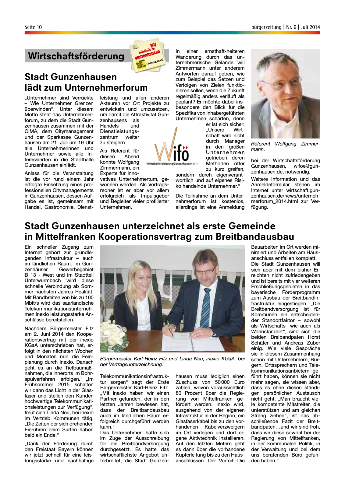 Vorschau StadtLandGUN Gunzenhäuser Bürgerzeitung Nr. 6 | Juli 2014 Seite 10