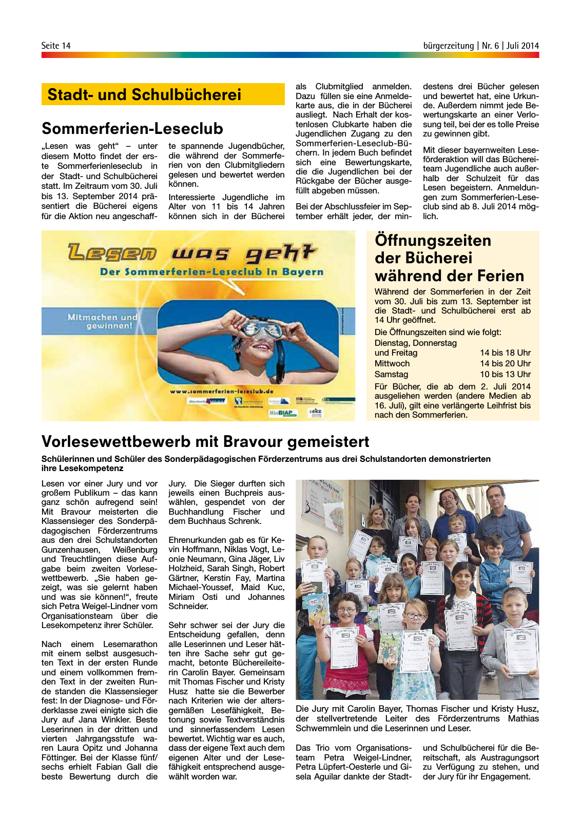 Vorschau StadtLandGUN Gunzenhäuser Bürgerzeitung Nr. 6 | Juli 2014 Seite 14