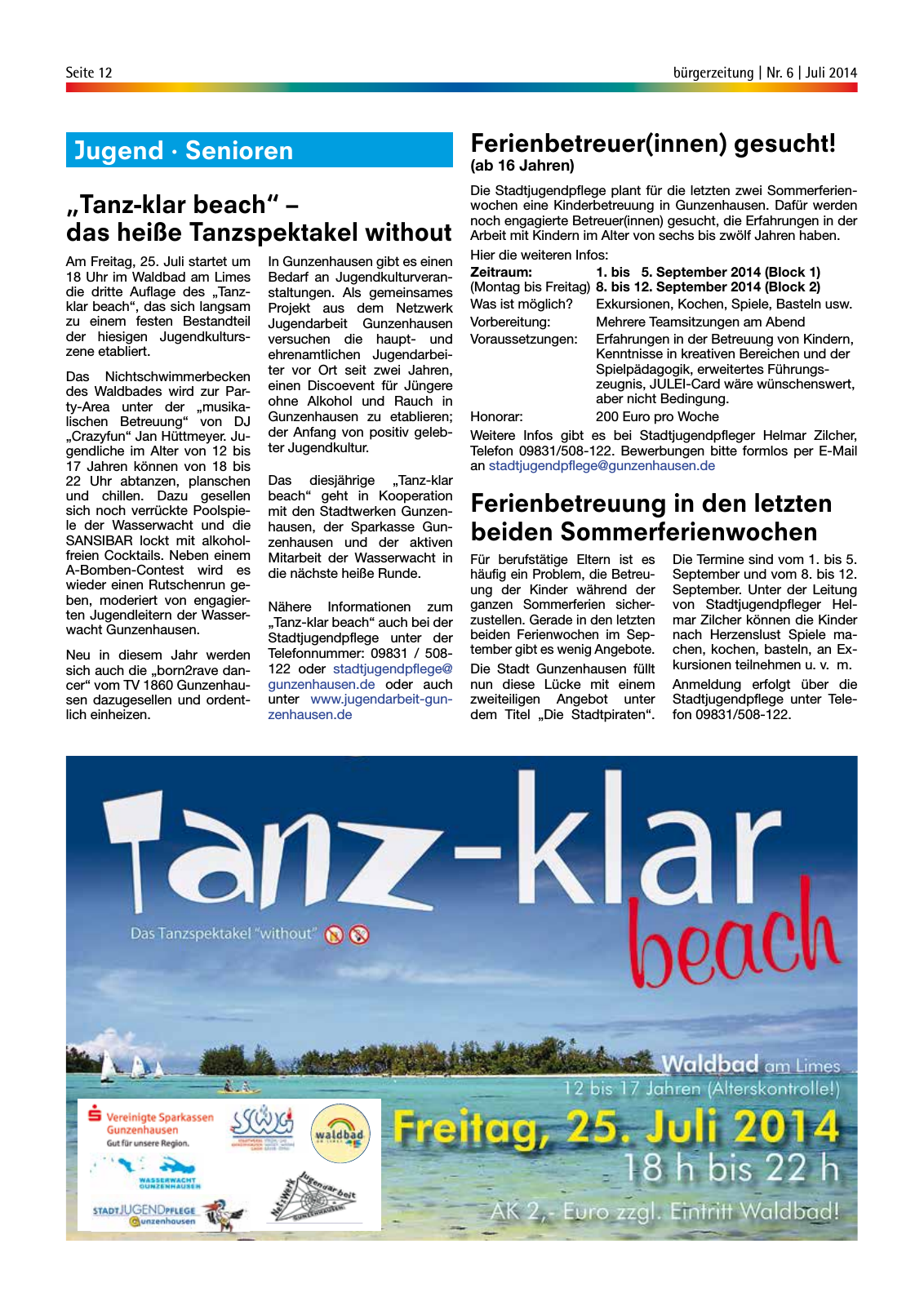 Vorschau StadtLandGUN Gunzenhäuser Bürgerzeitung Nr. 6 | Juli 2014 Seite 12