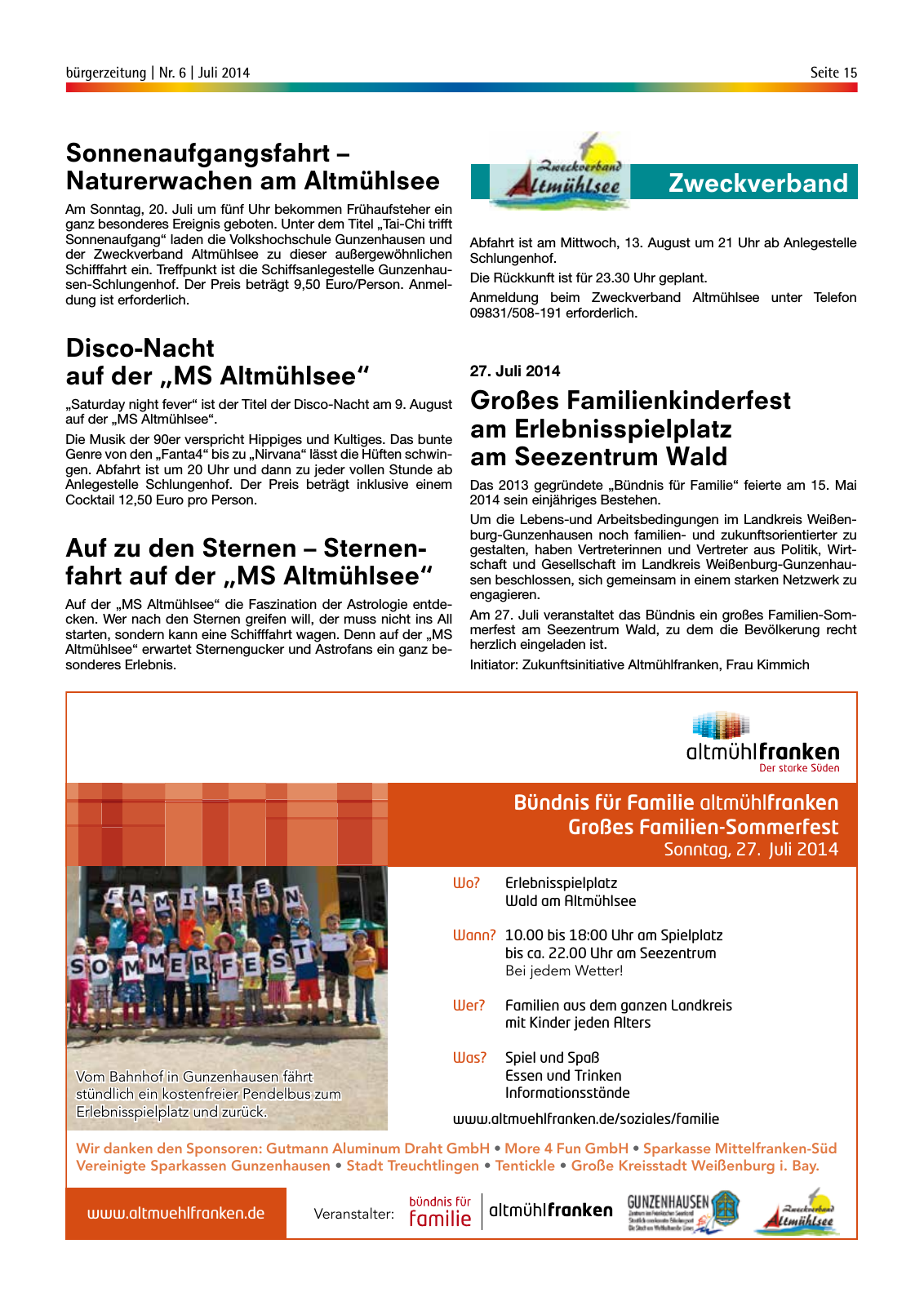 Vorschau StadtLandGUN Gunzenhäuser Bürgerzeitung Nr. 6 | Juli 2014 Seite 15