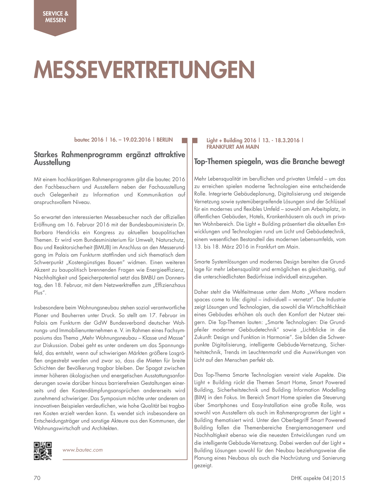 Vorschau Aspekte 04/2015 Seite 70