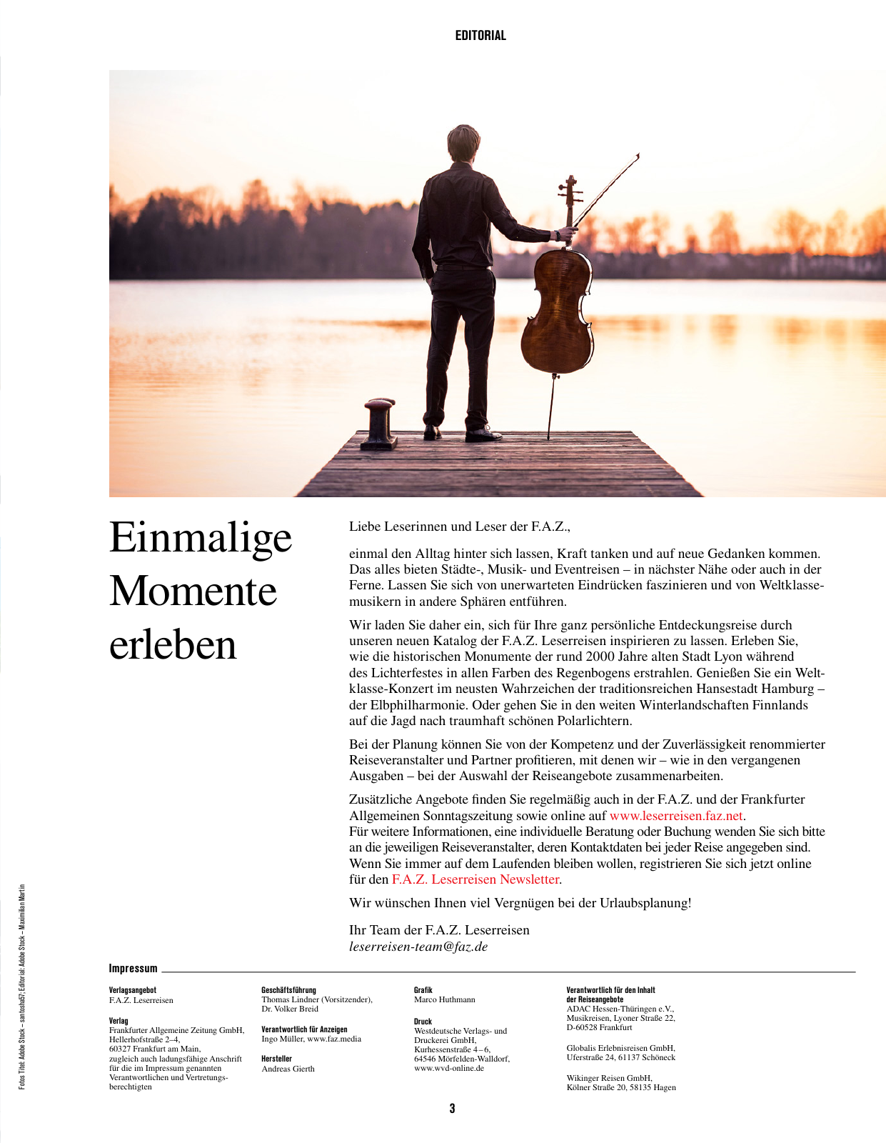 Vorschau F.A.Z. Leserreisen Katalog Musik,- Städte- und Eventreisen Seite 3