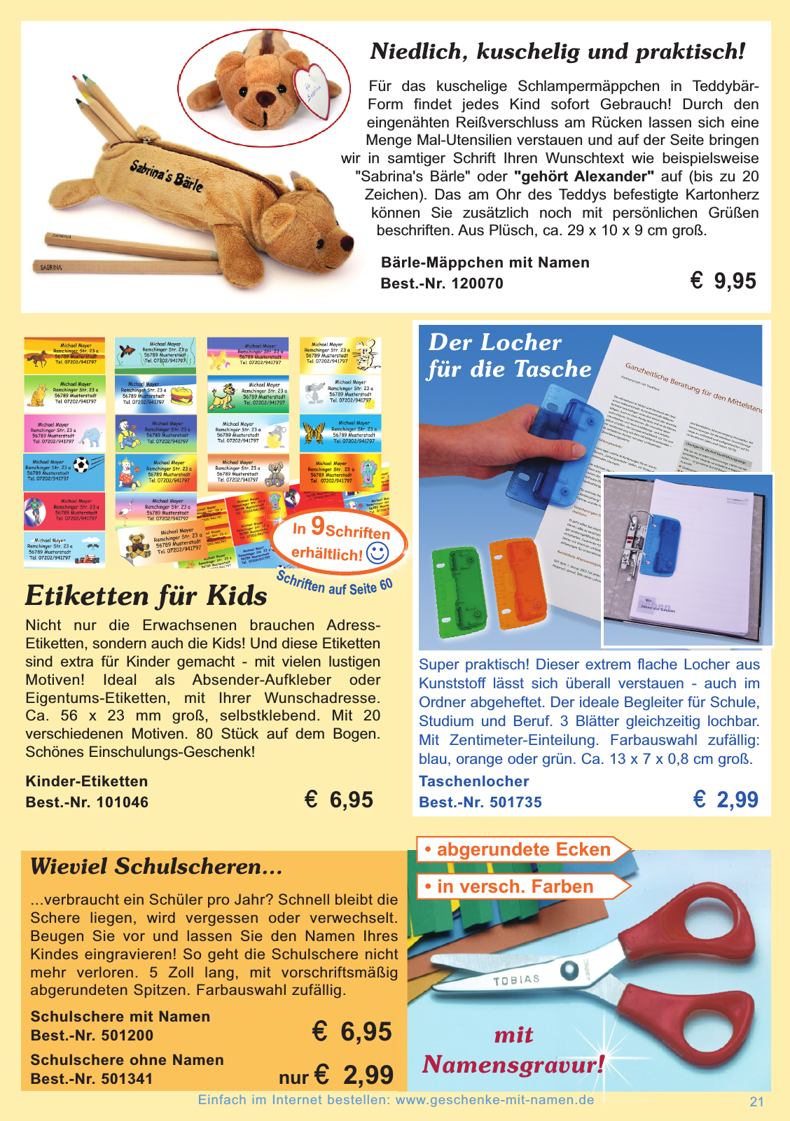 Vorschau Geschenke mit Namen Katalog 2014 / 2015 Seite 21