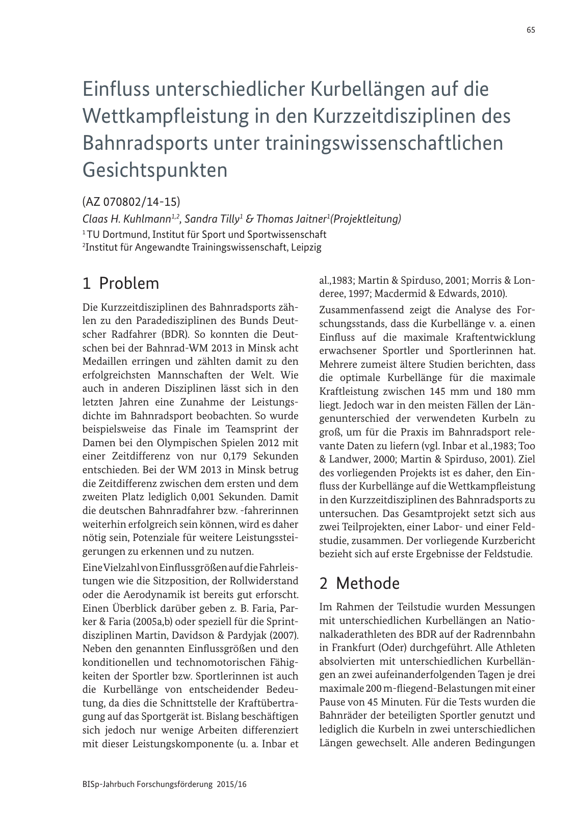 Vorschau BISp-Jahrbuch Forschungsförderung 2015/16 Seite 67