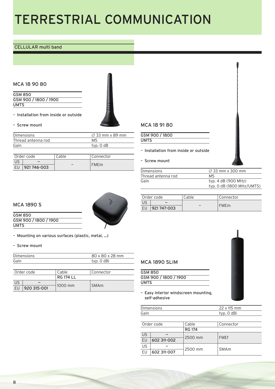 Vorschau Product catalogue M2M & Telematic Antennas Seite 8