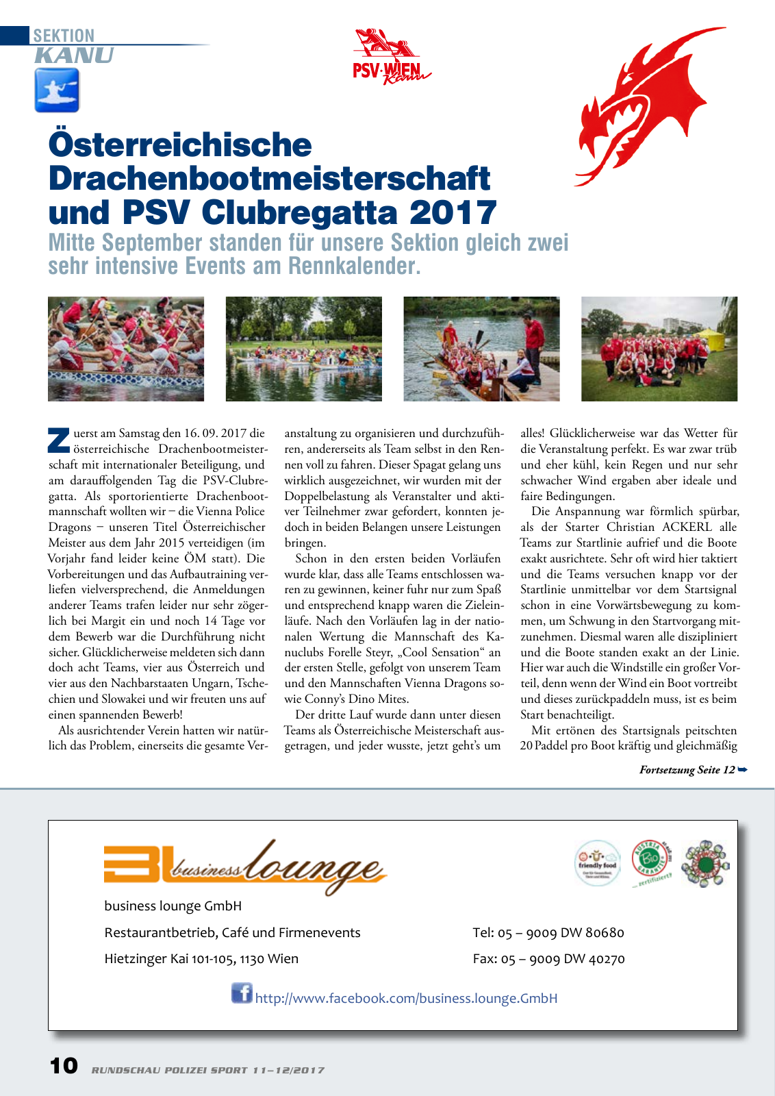 Vorschau Rundschau Polizei Sport 11-12/2017 Seite 10