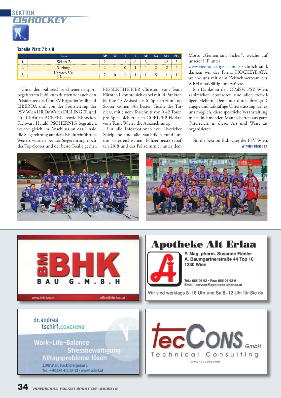 Vorschau Rundschau Polizei Sport 05-06/2018 Seite 34