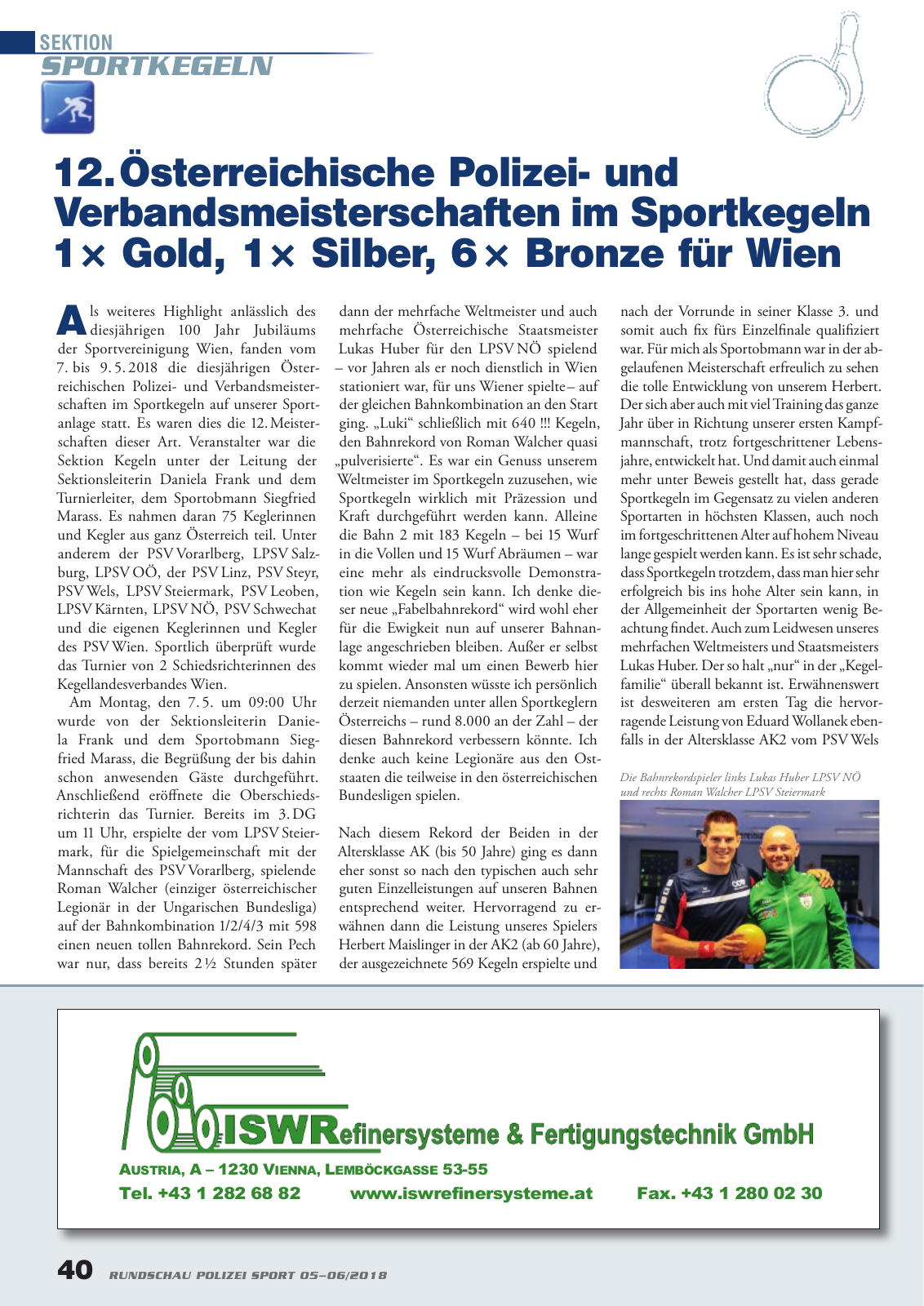 Vorschau Rundschau Polizei Sport 05-06/2018 Seite 40