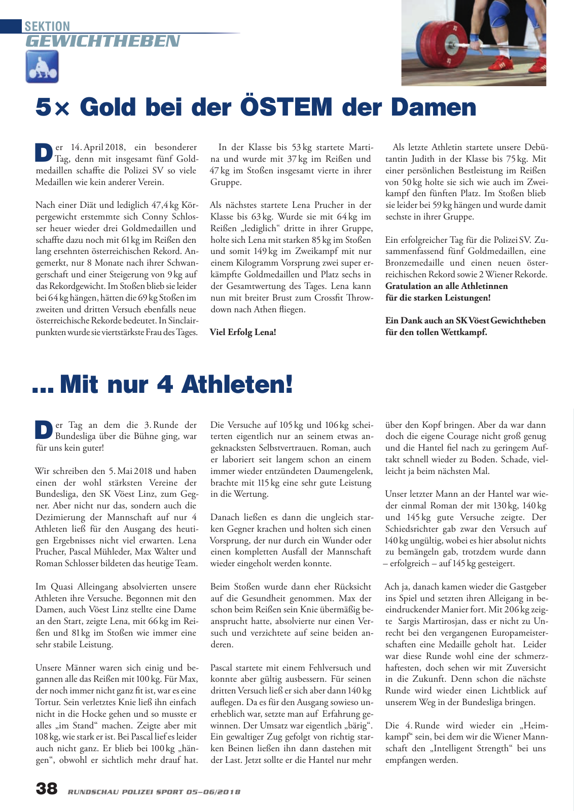 Vorschau Rundschau Polizei Sport 05-06/2018 Seite 38