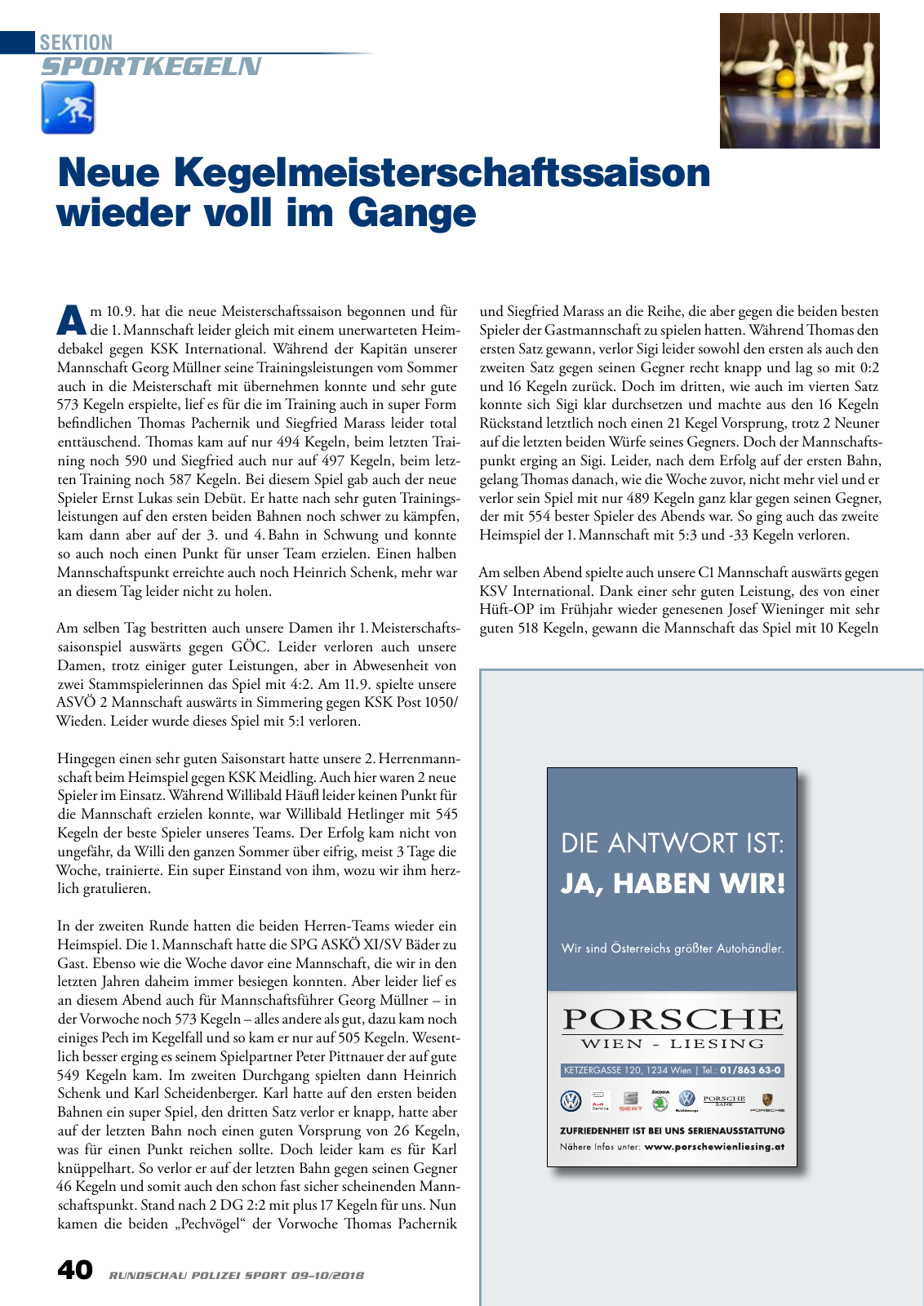 Vorschau Rundschau Polizei Sport 09-10/2018 Seite 40