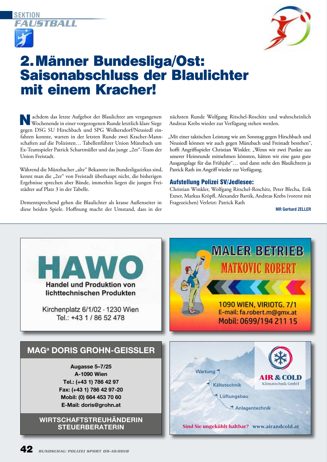 Vorschau Rundschau Polizei Sport 09-10/2018 Seite 42