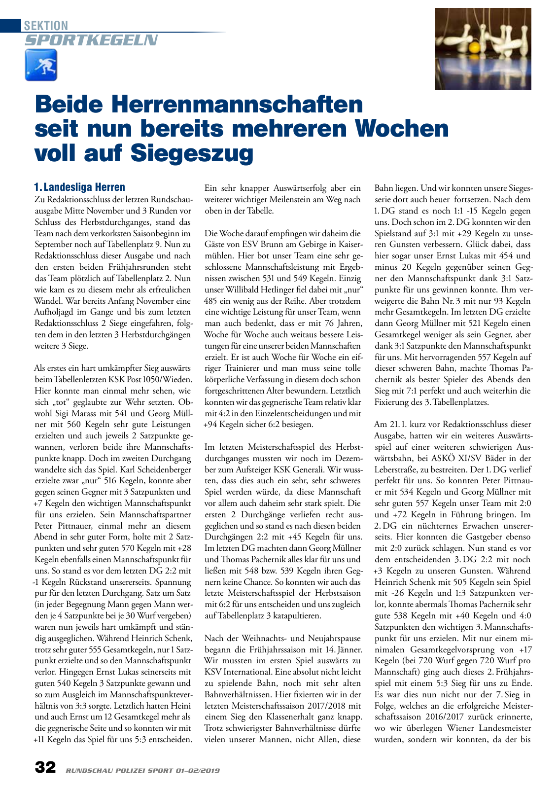 Vorschau Rundschau Polizei Sport 01-02/2019 Seite 32