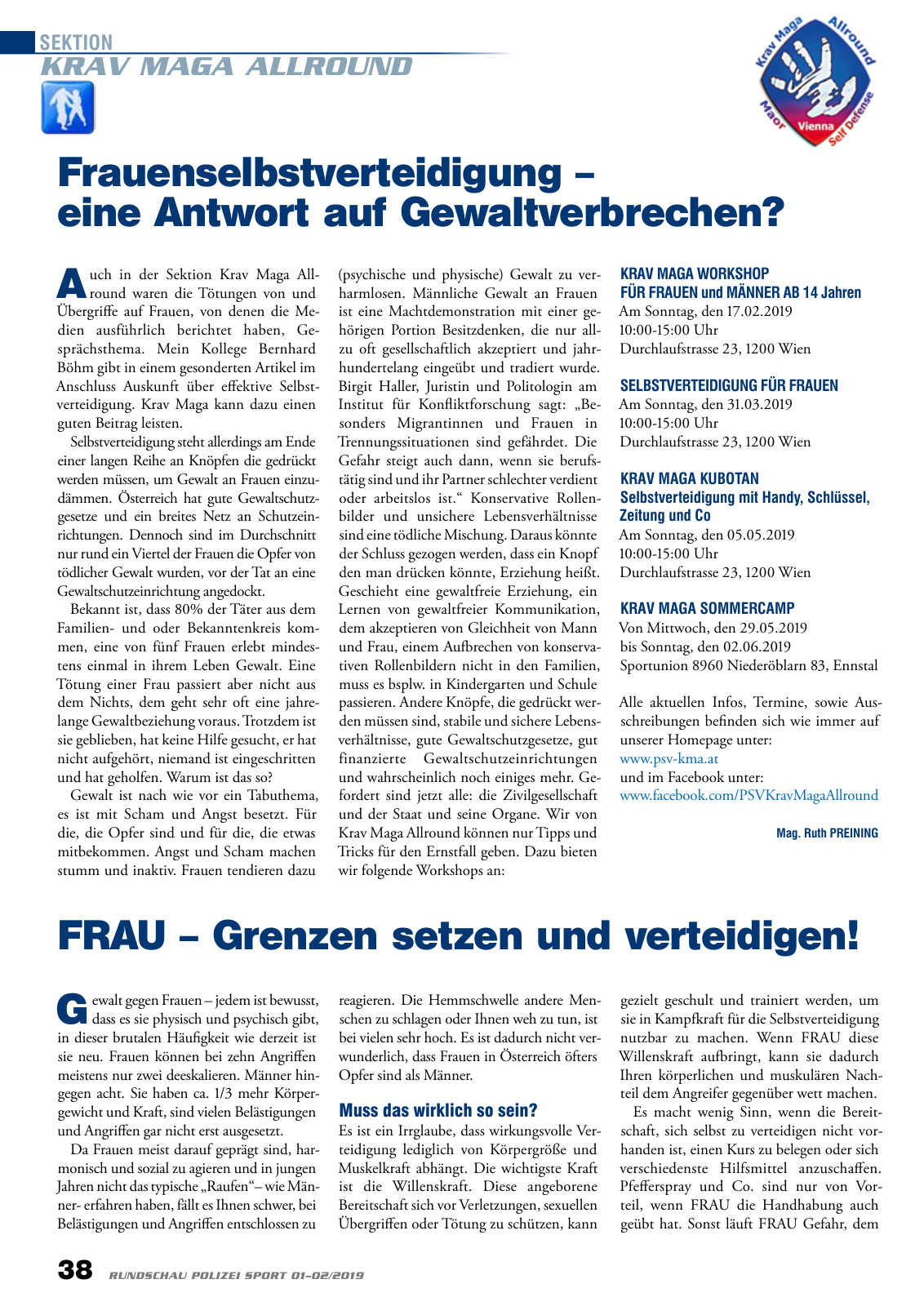 Vorschau Rundschau Polizei Sport 01-02/2019 Seite 38