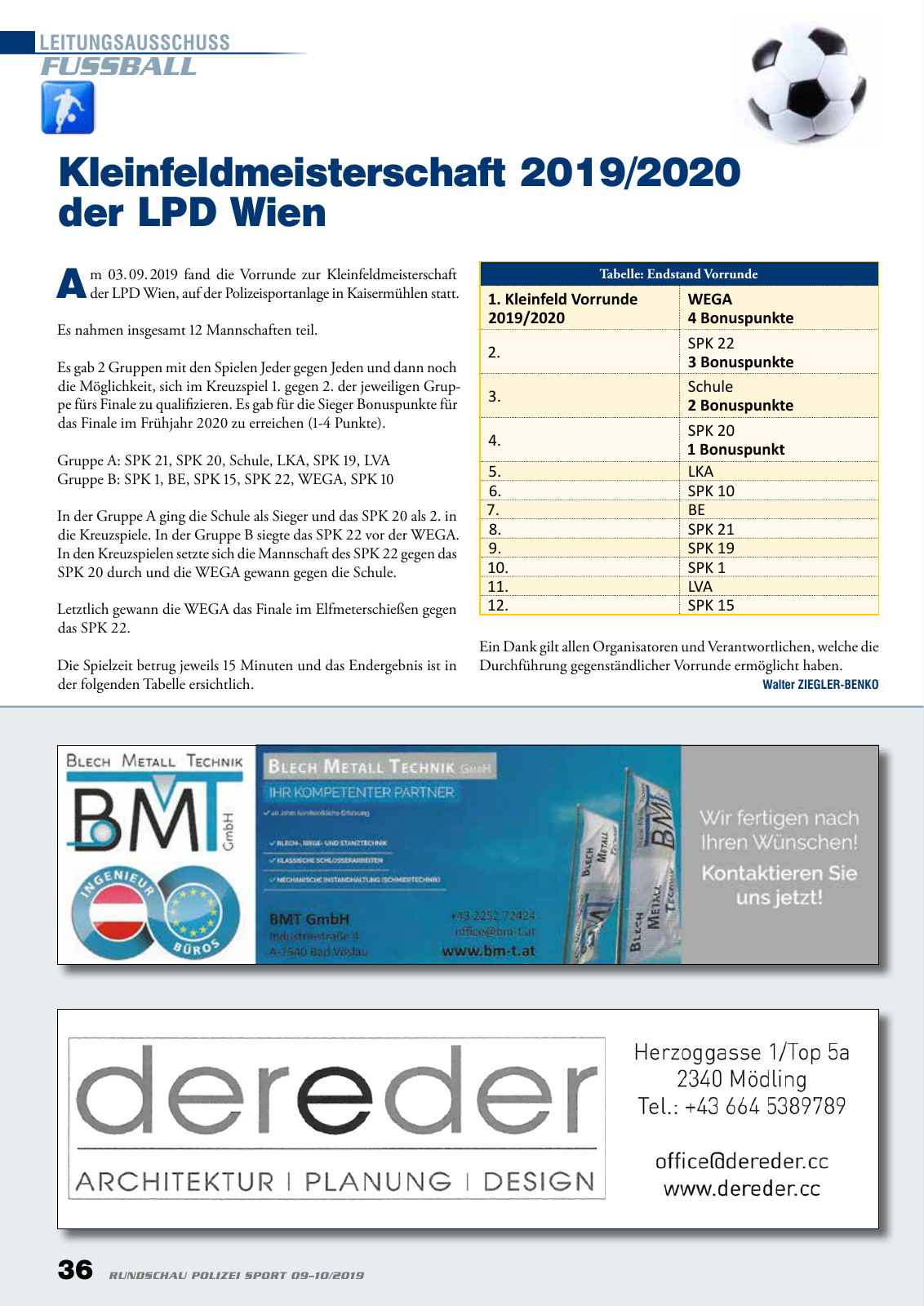 Vorschau Rundschau Polizei Sport 09-10/2019 Seite 36