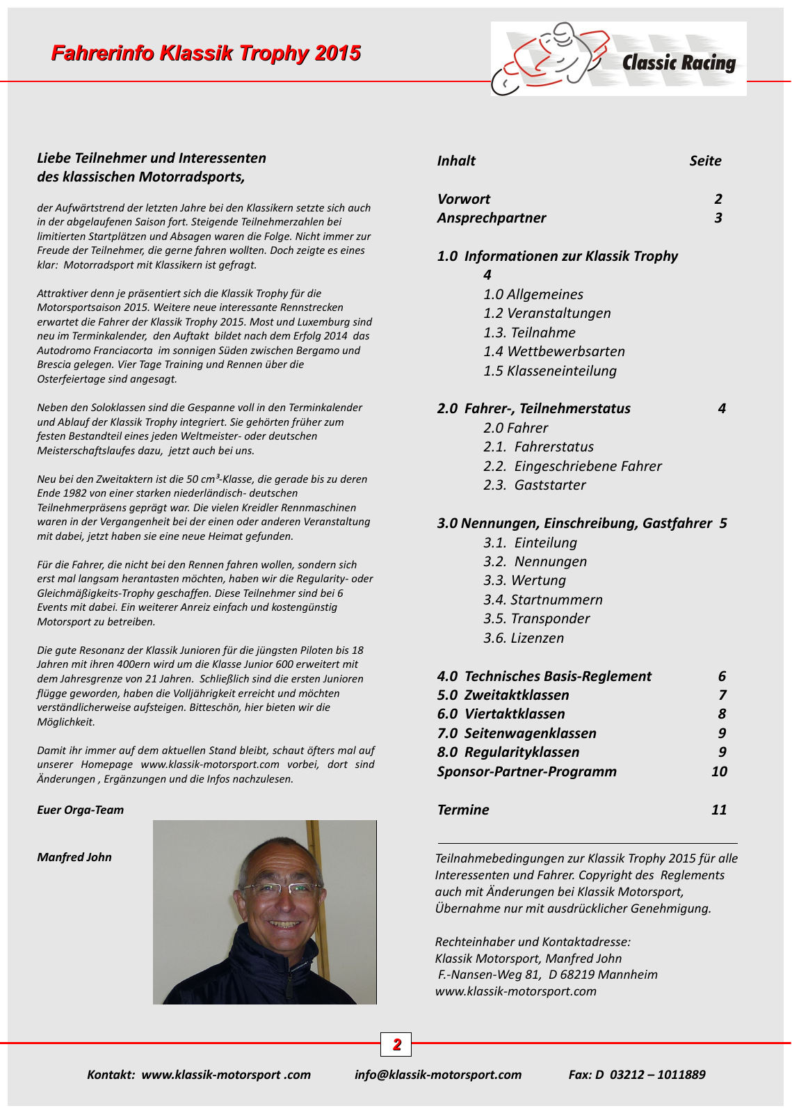 Vorschau Teilnahmeunterlagen Saison 2015 Seite 2