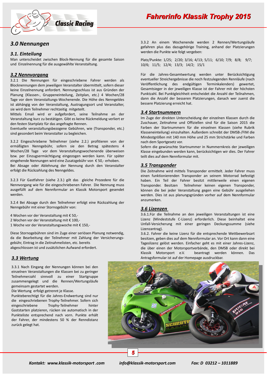 Vorschau Teilnahmeunterlagen Saison 2015 Seite 5