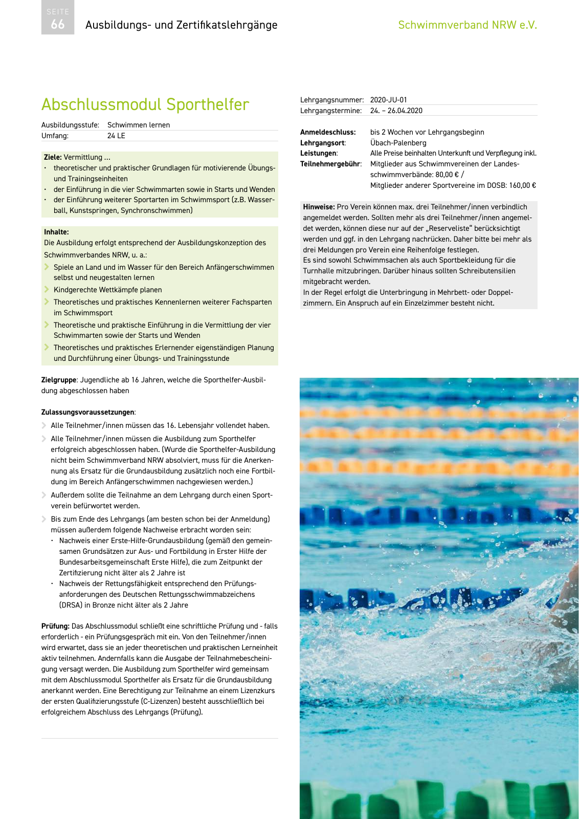 Vorschau Lehrgänge 2020 // Akademie des Schwimmsports Seite 66