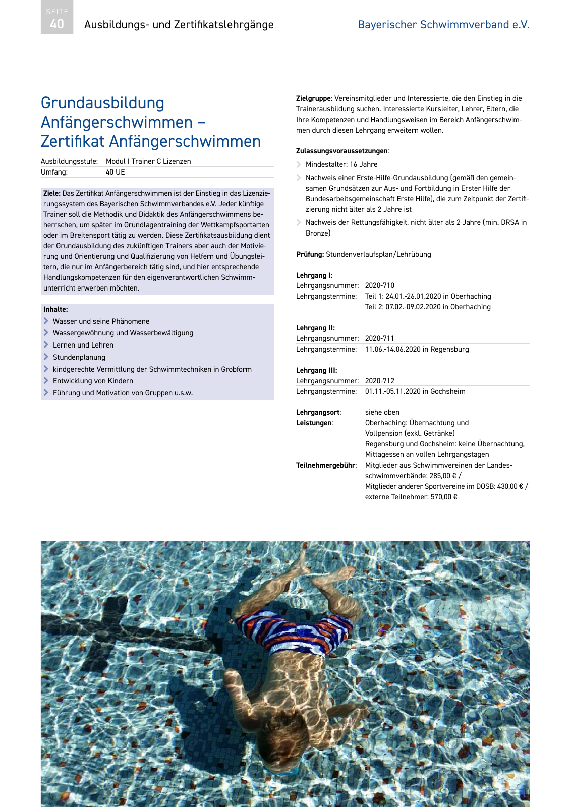 Vorschau Lehrgänge 2020 // Akademie des Schwimmsports Seite 40