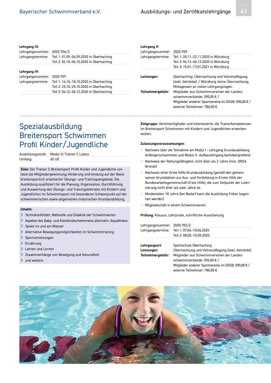 Vorschau Lehrgänge 2020 // Akademie des Schwimmsports Seite 43