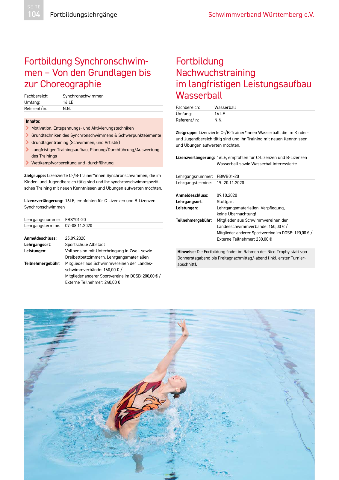 Vorschau Lehrgänge 2020 // Akademie des Schwimmsports Seite 104