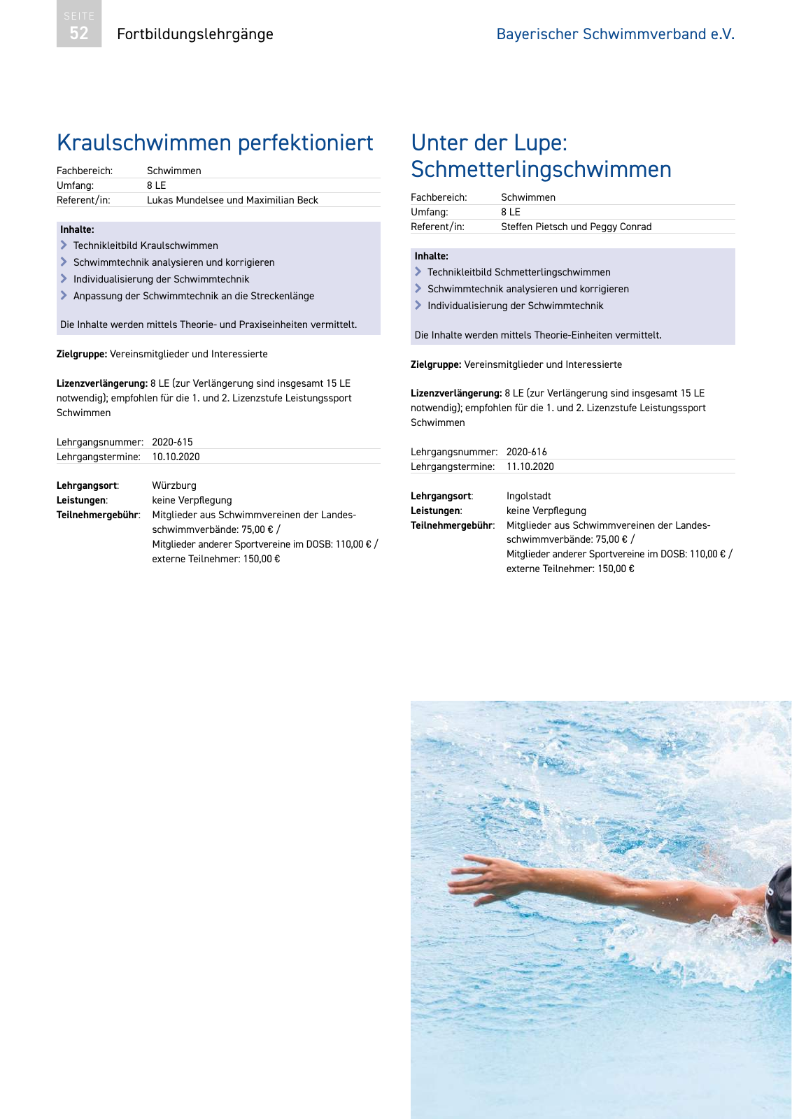 Vorschau Lehrgänge 2020 // Akademie des Schwimmsports Seite 52