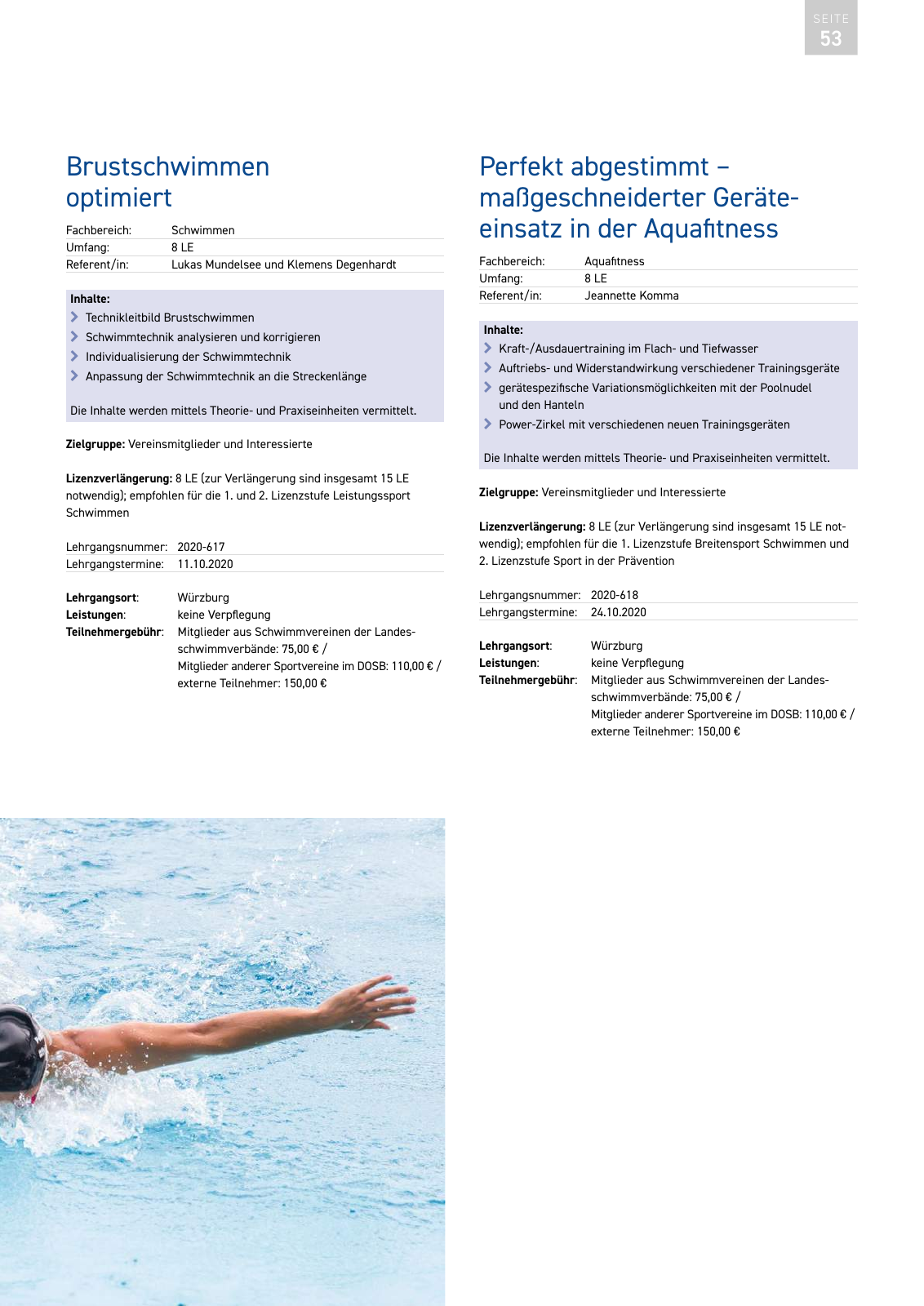 Vorschau Lehrgänge 2020 // Akademie des Schwimmsports Seite 53