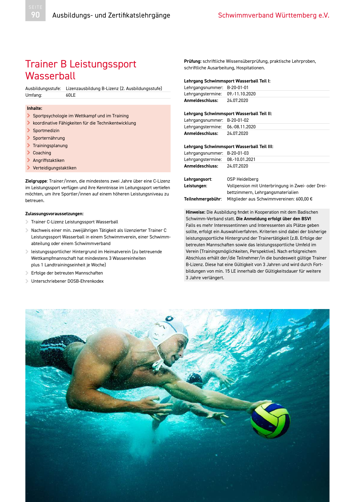 Vorschau Lehrgänge 2020 // Akademie des Schwimmsports Seite 90