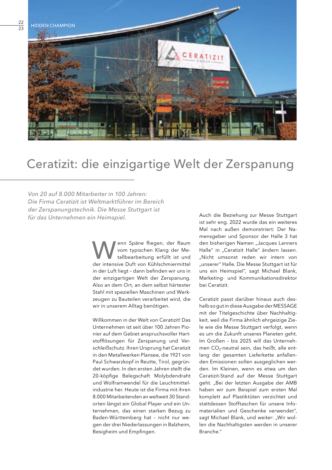 Vorschau MESSAGE - Das Magazin der Messe Stuttgart / Ausgabe 01 - 2023 Seite 22