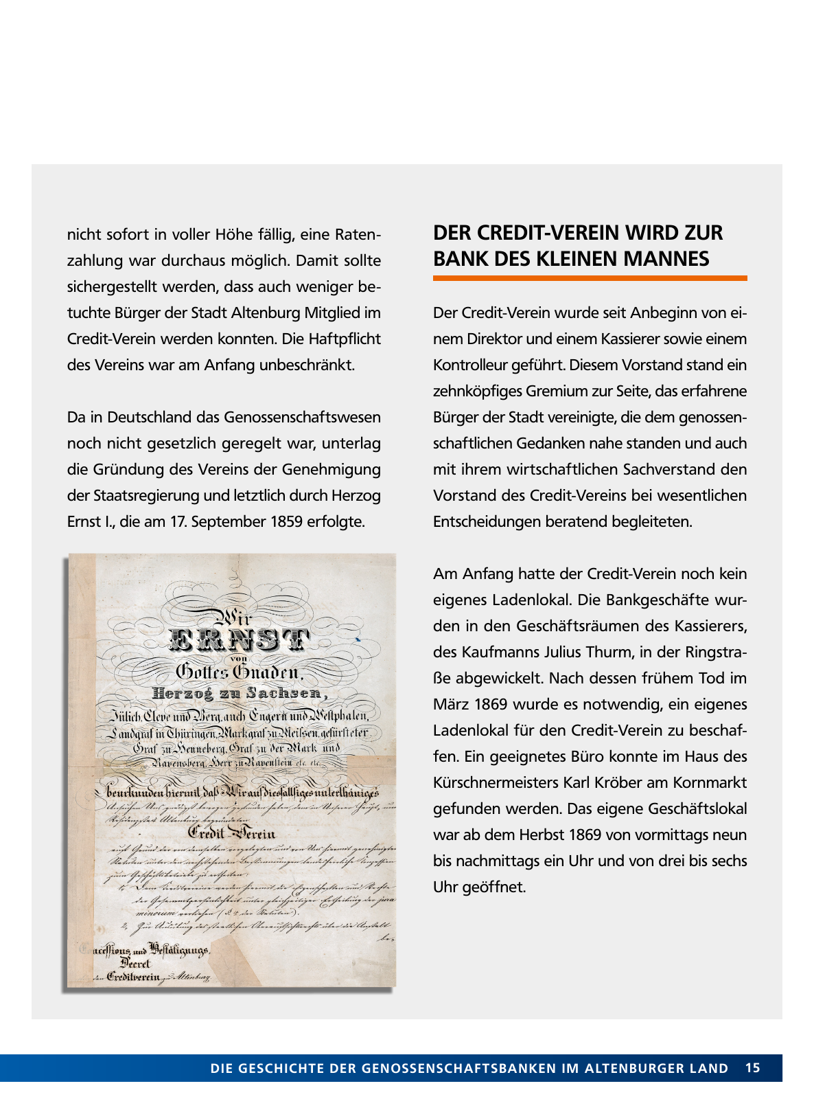 Vorschau Von der Idee, sich selbst zu helfen – 150 Jahre genossenschaftliches Bankwesen im Altenburger Land Seite 15
