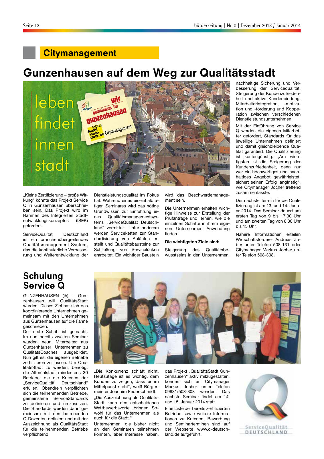 Vorschau bürgerzeitung Nr. 0 Dezember 2013 Januar 2014 Seite 12
