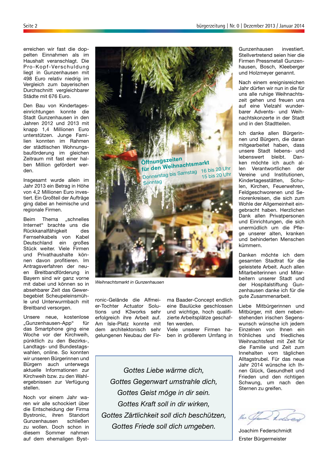 Vorschau bürgerzeitung Nr. 0 Dezember 2013 Januar 2014 Seite 2