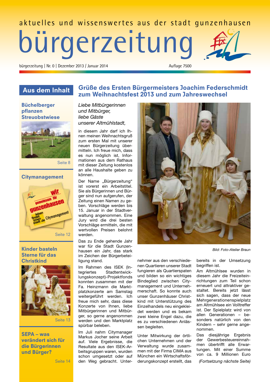 Vorschau bürgerzeitung Nr. 0 Dezember 2013 Januar 2014 Seite 1