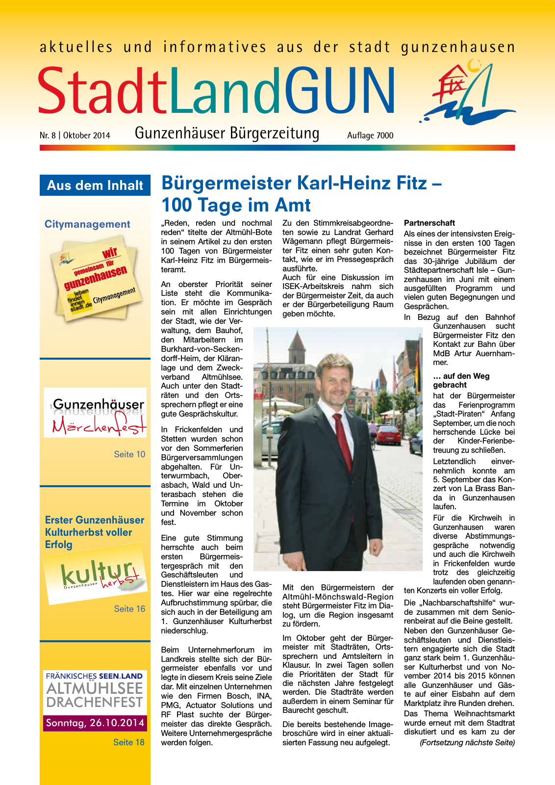 Vorschau Gunzenhäuser Bürgerzeitung Oktober 2014 Seite 1