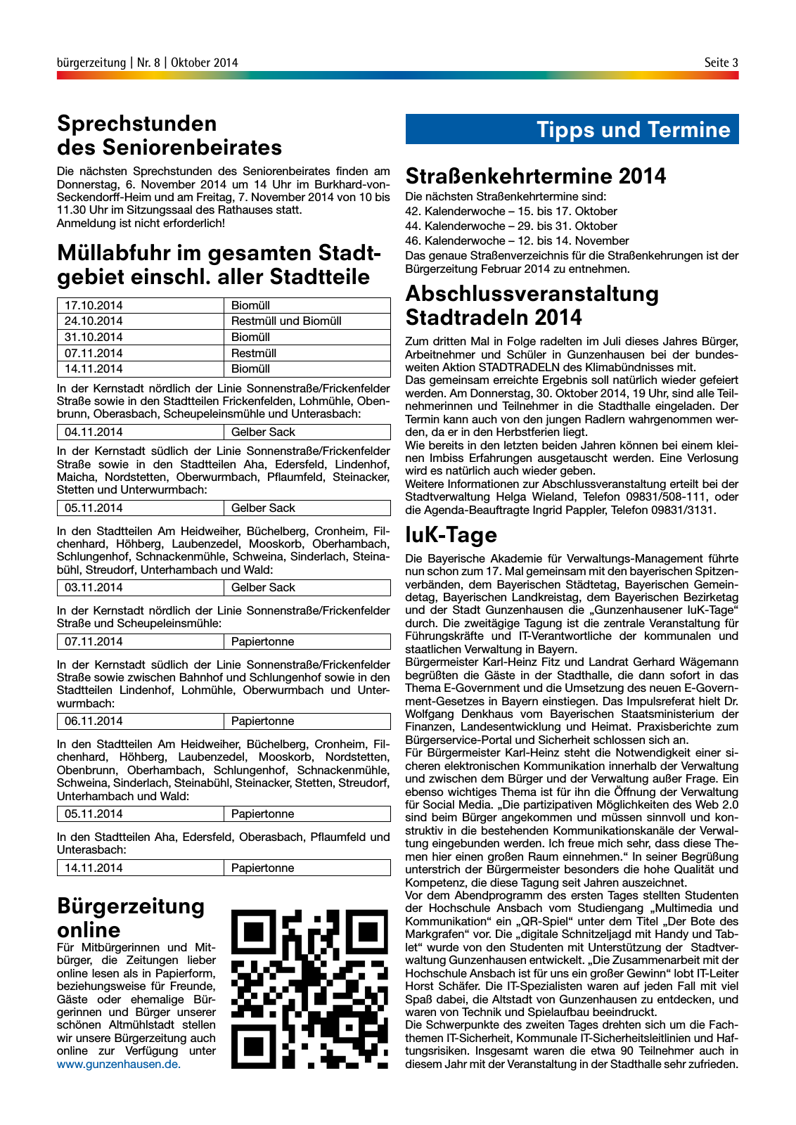 Vorschau Gunzenhäuser Bürgerzeitung Oktober 2014 Seite 3