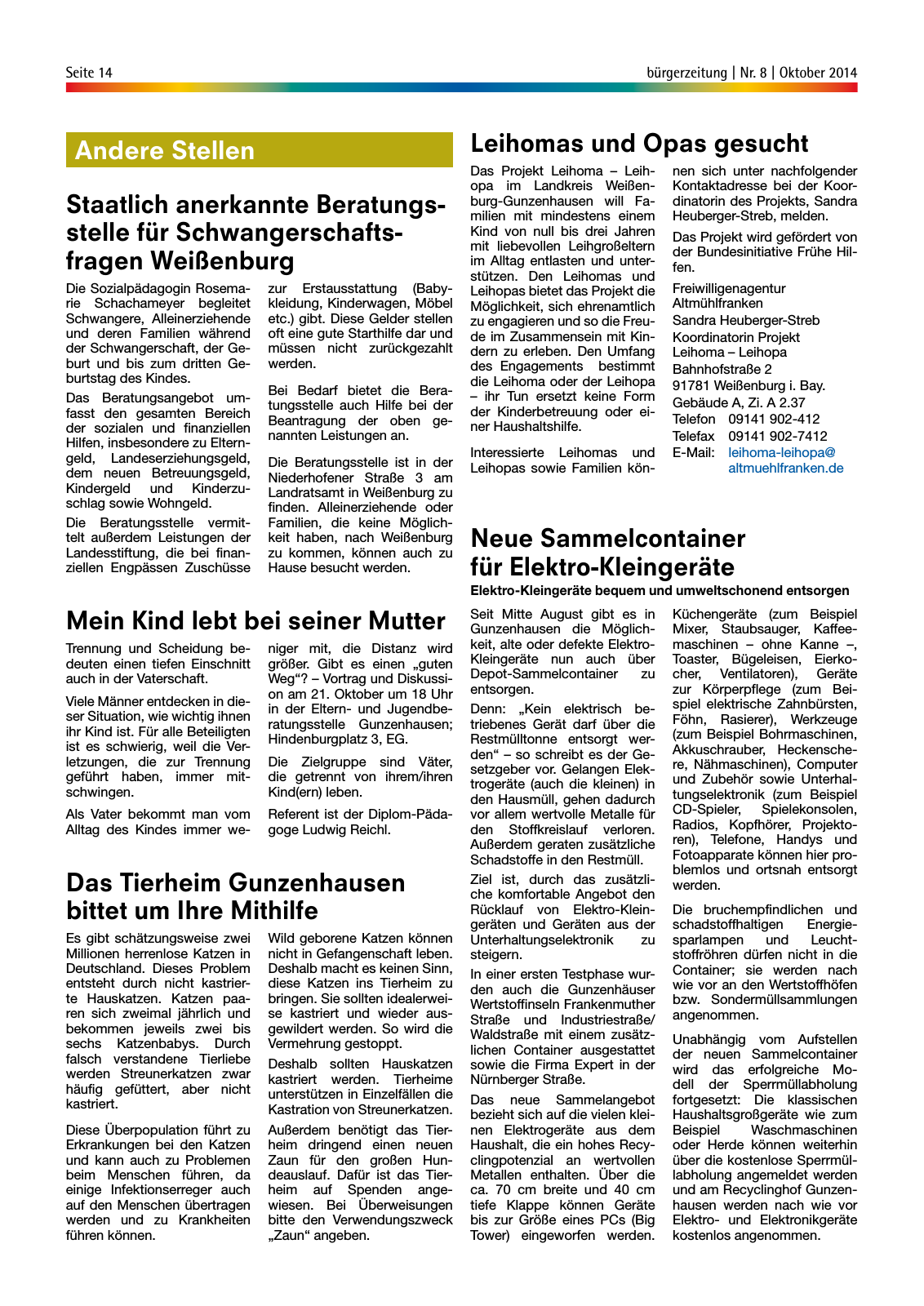 Vorschau Gunzenhäuser Bürgerzeitung Oktober 2014 Seite 14